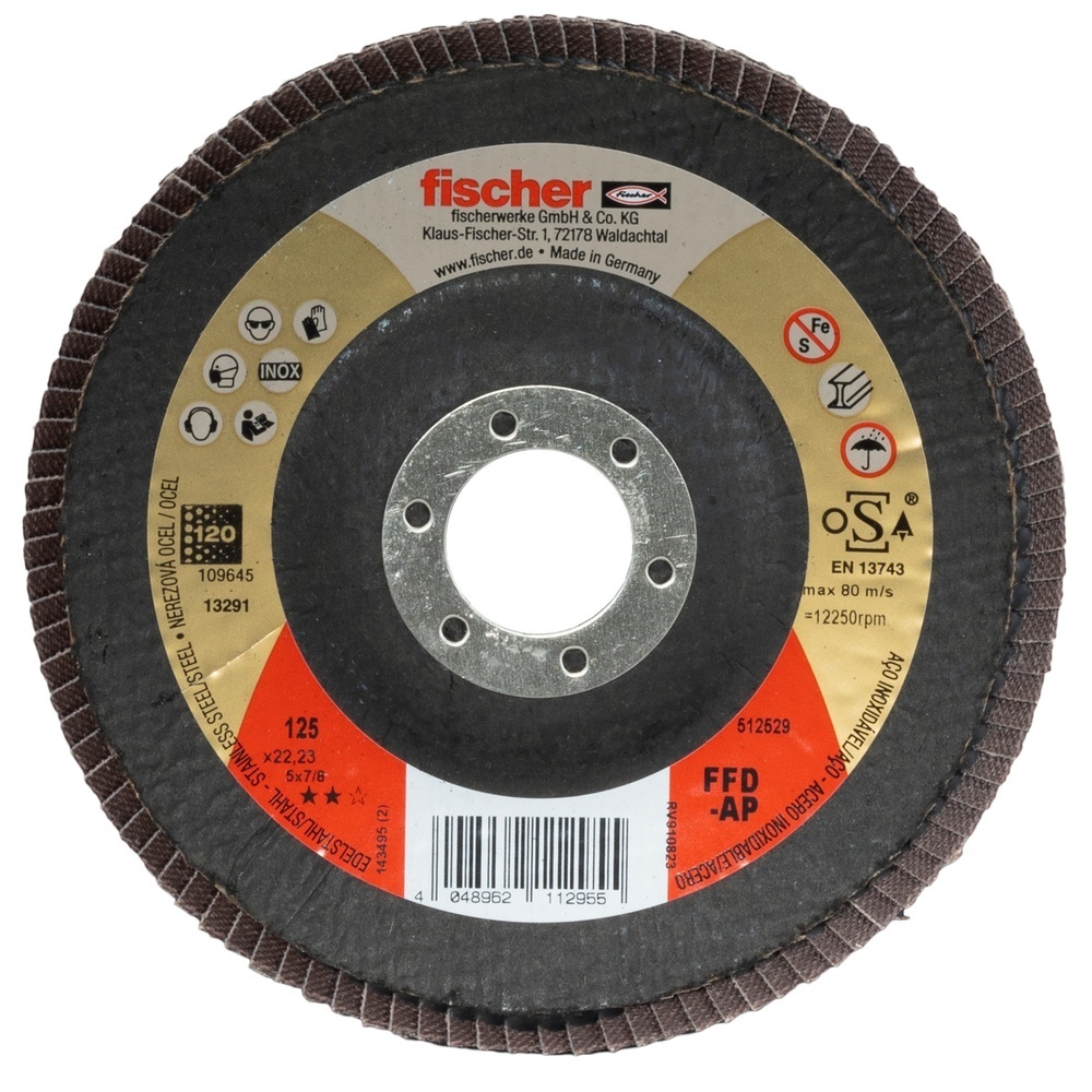 Fischer Fächerschleifscheibe 512529 Typ FFD-AP 125 K120 INOX