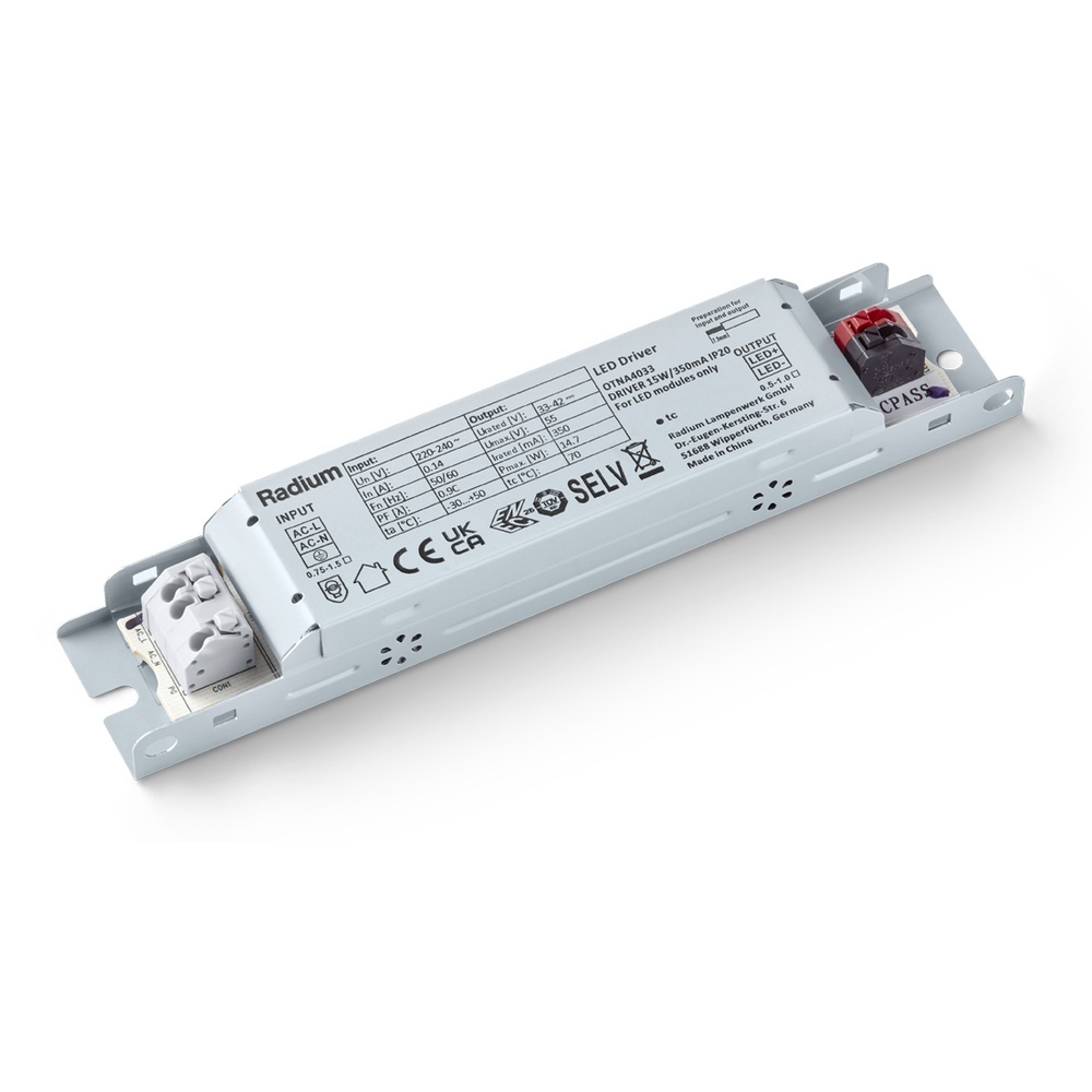 Radium Treiber OTNA4033 Typ DRIVER DC 15W/350mA IP20 Radium Treiber OTNA4033 Typ DRIVER DC 15W/350mA IP20