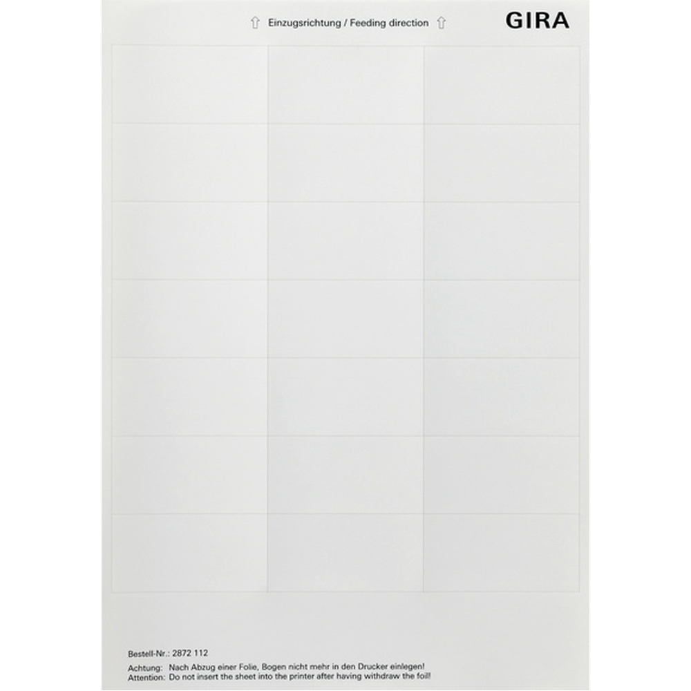 Gira Beschriftungsbögen 2872112