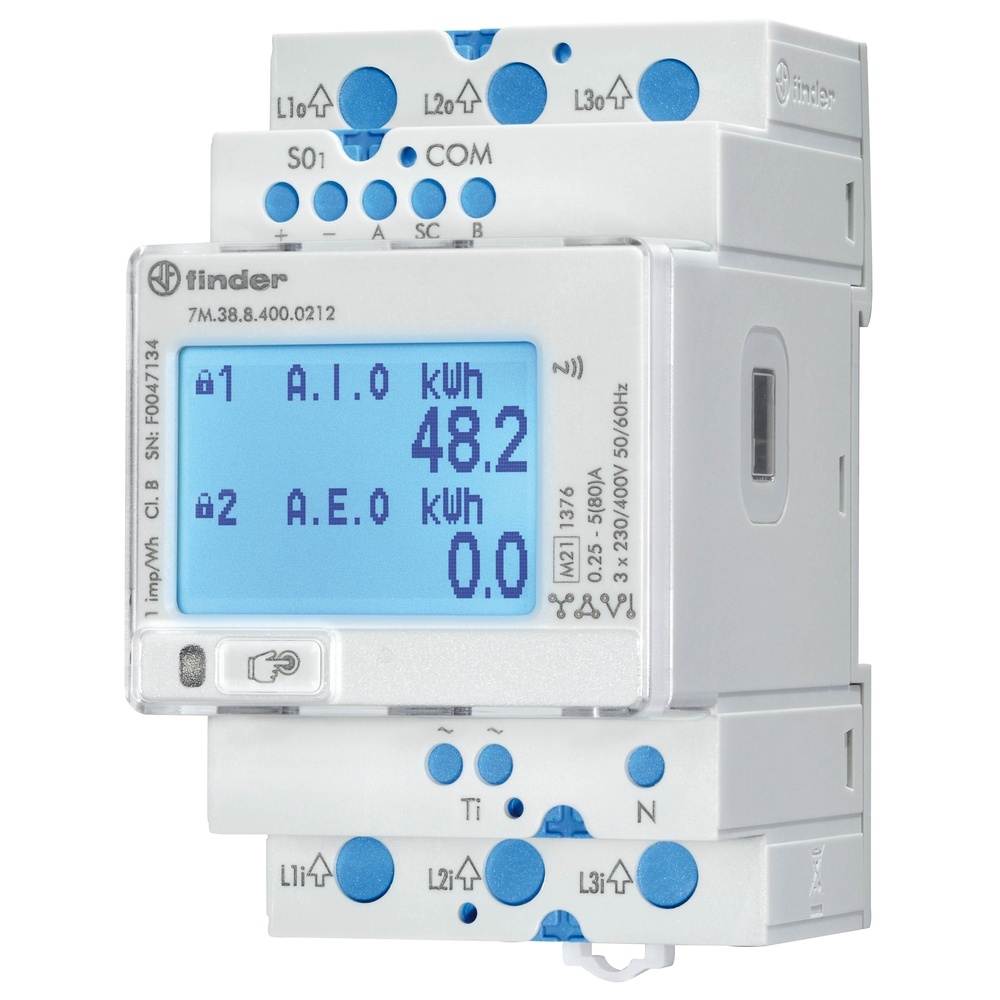 Finder Multifunktionaler Dreiphasen Energiezähler  7M.38.8.400.0212