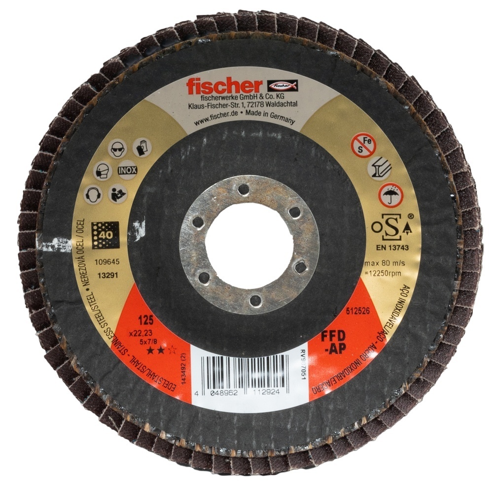 Fischer Fächerschleifscheibe 512526 Typ FFD-AP 125 K40 INOX