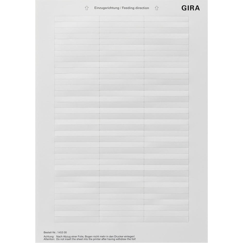 Gira Beschriftungsbögen 145300