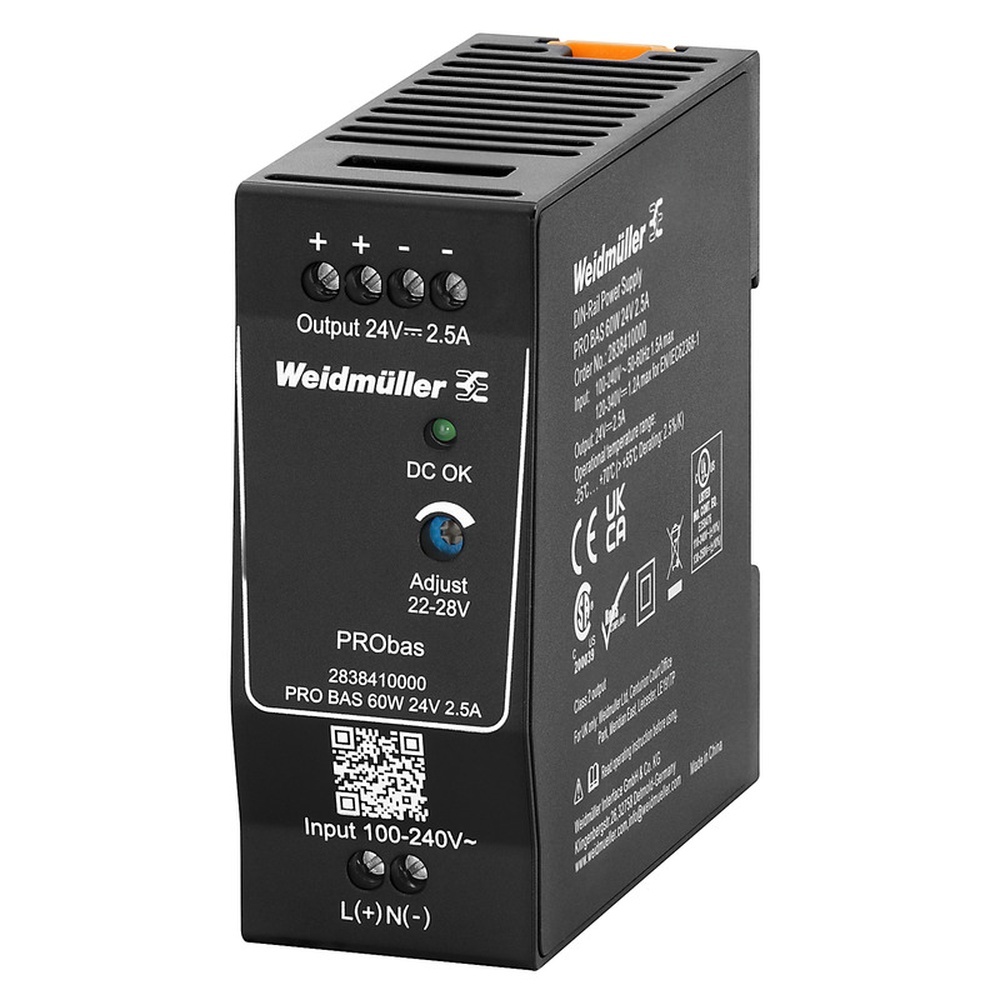 Weidmüller Stromversorgungsgerät 2838410000 Typ PRO BAS 60W 24V 2.5A Weidmüller Stromversorgungsgerät 2838410000 Typ PRO BAS 60W 24V 2.5A