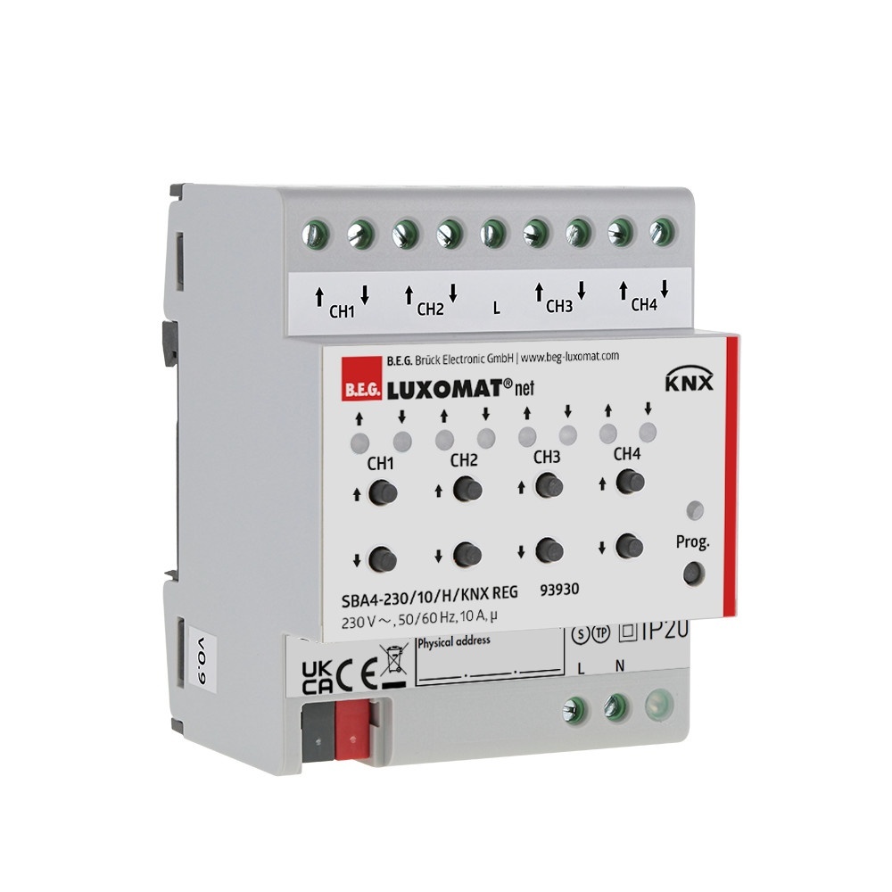B.E.G. Brück Jalousieaktor 93930 Typ SBA4-230 / 10 / H / KNX REG