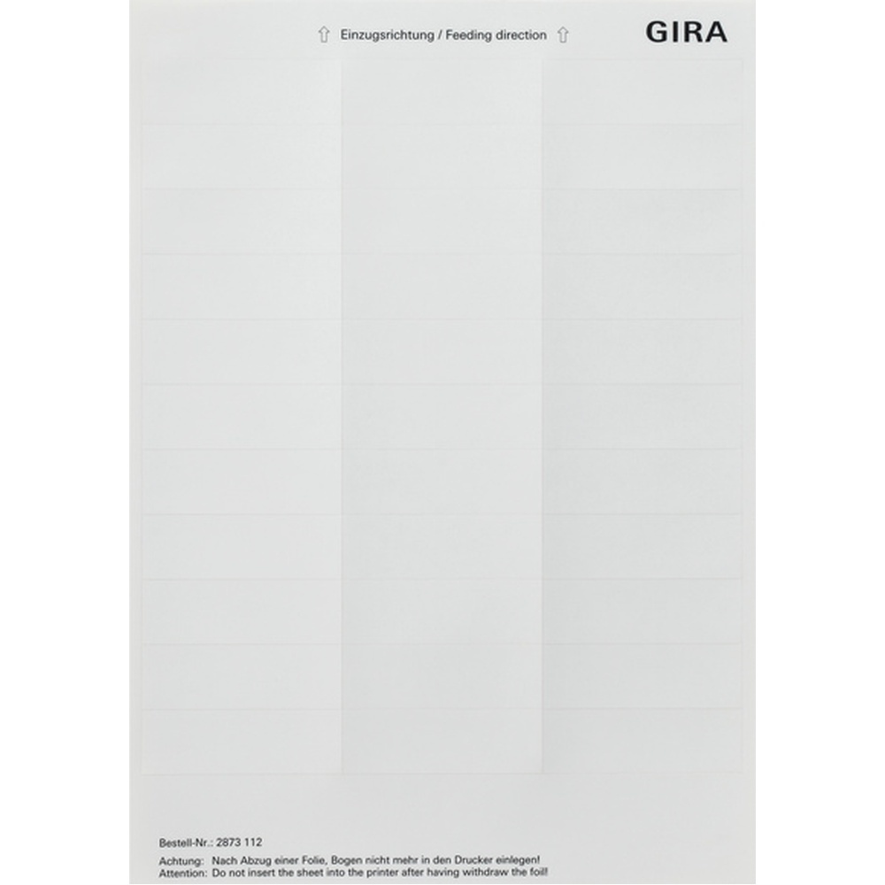 Gira Beschriftungsbögen 2873112