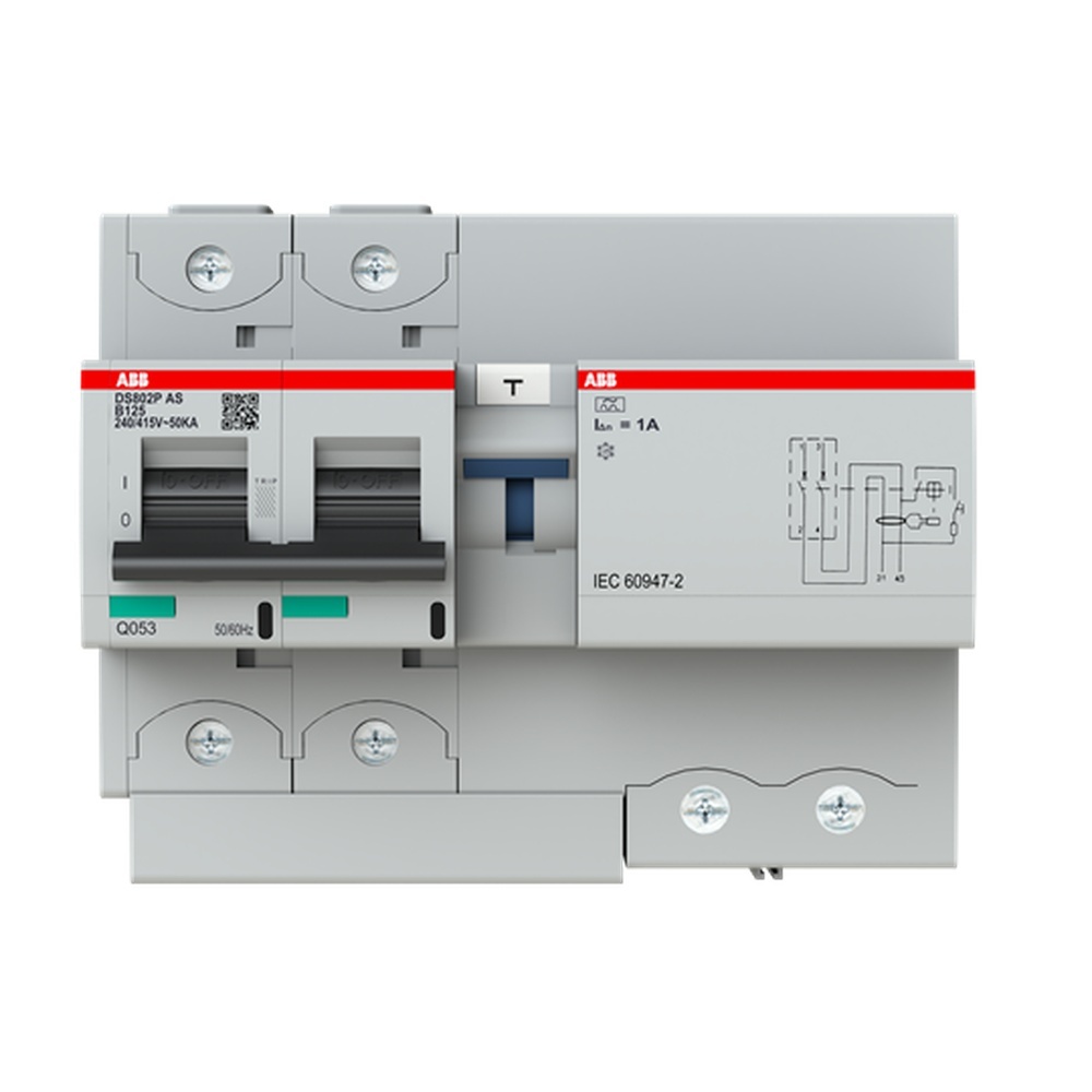 ABB Verteilerbaugruppe mit Kombi FI Schalter Leitungsschutzsch 2CCG001322R0001 Typ DS802P-B125/1AS