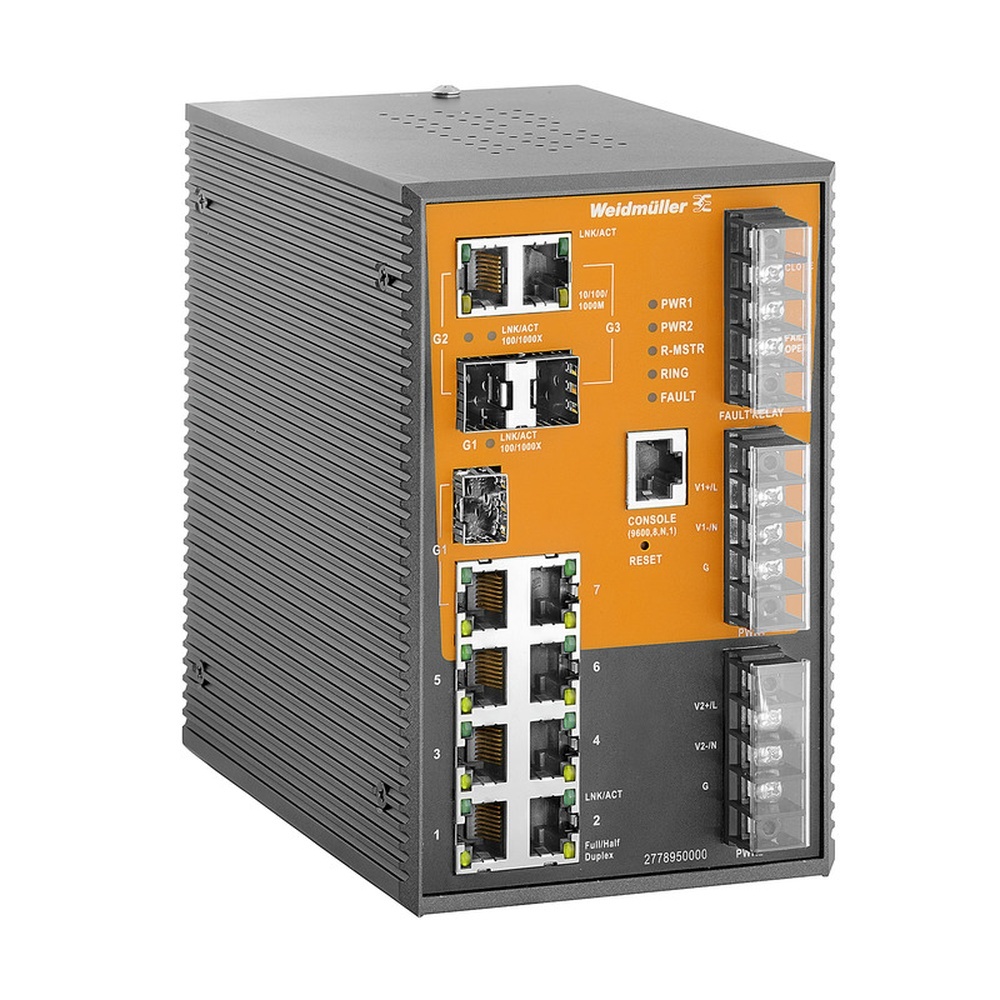 Weidmüller Netzwerk Switch 2778950000 Typ IE-SW-SL10M-7TX-3GC-HV