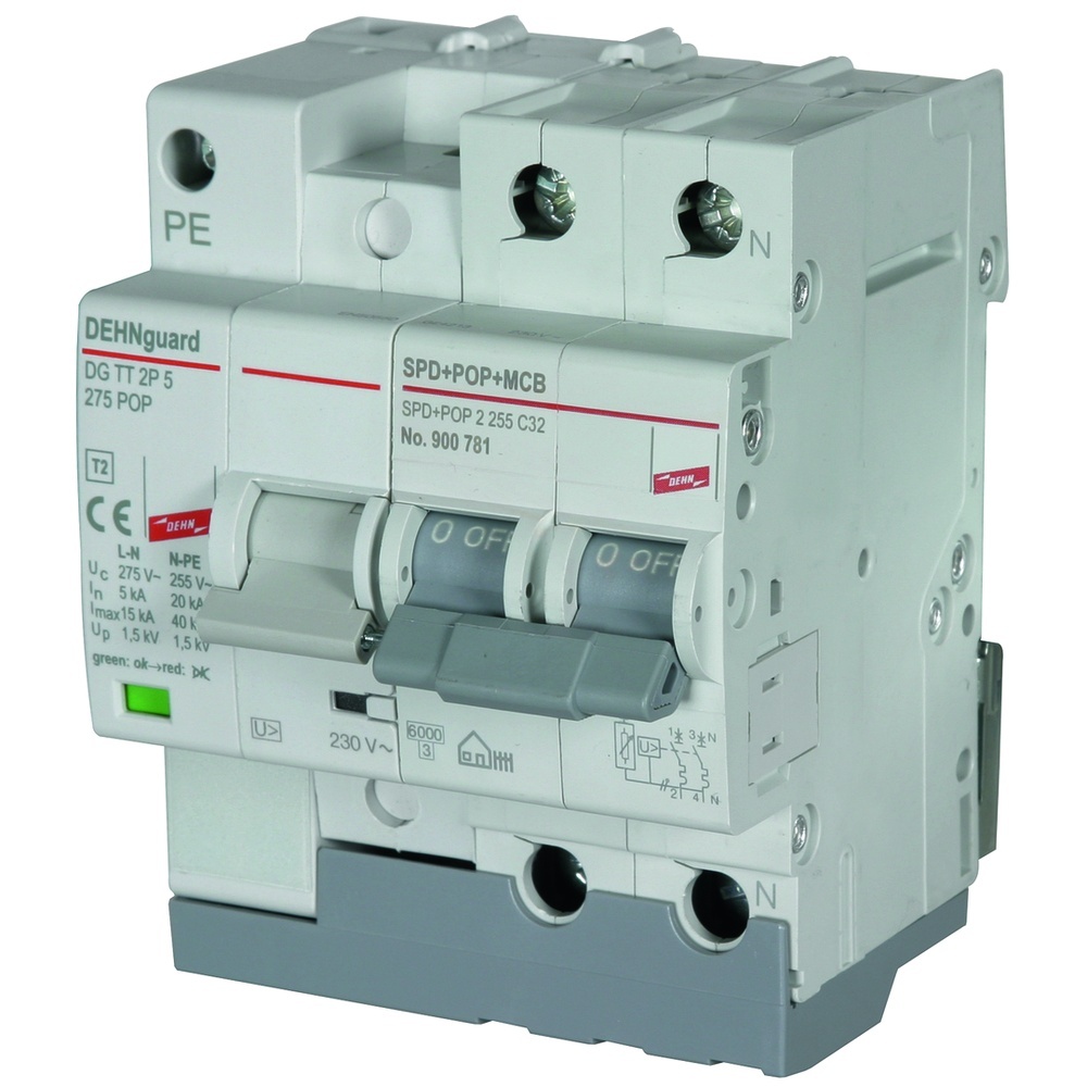 Dehn + Söhne Schutzeinrichtung Leitungsschutzschalter 900781 Typ SPD+POP 2 255 C32
