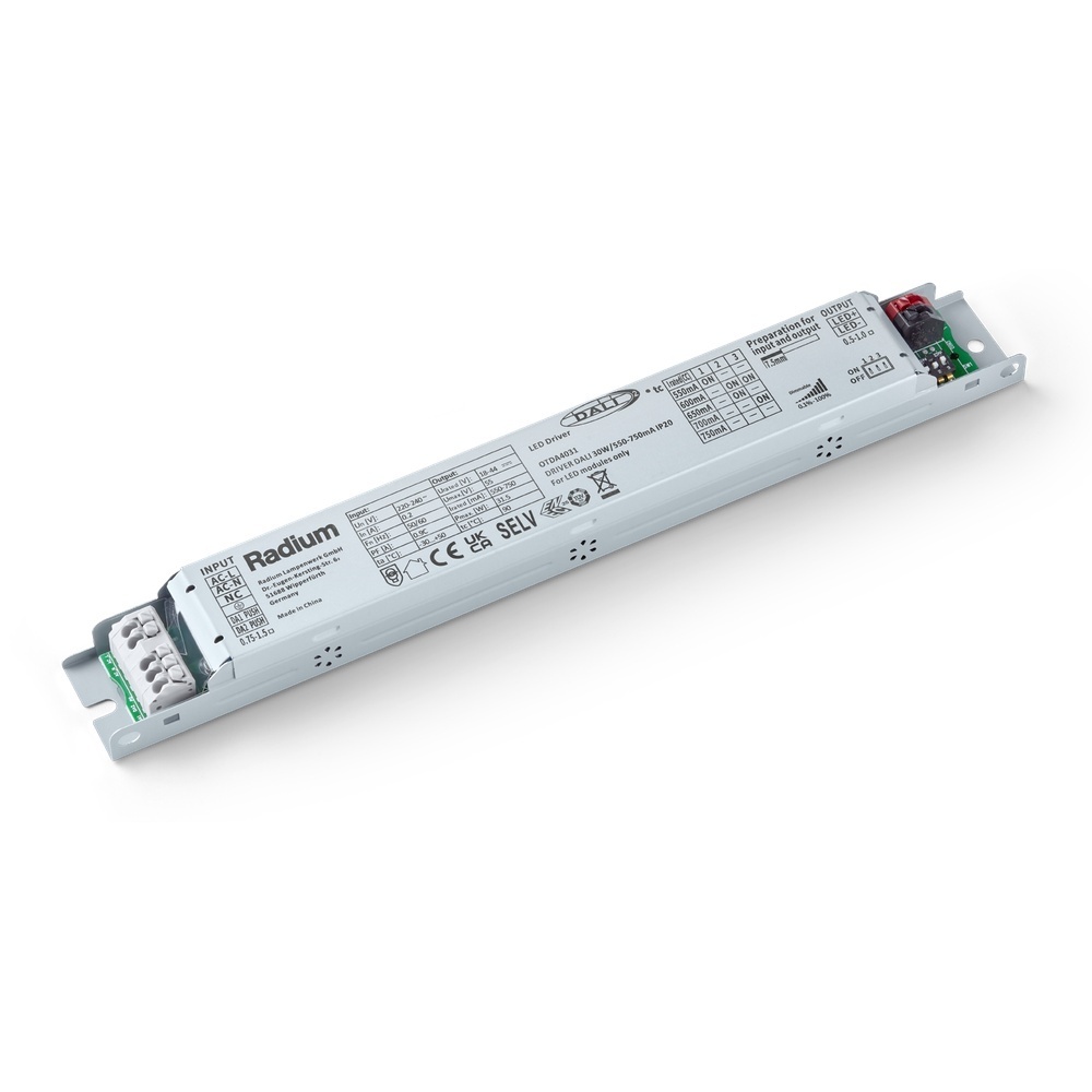 Radium DALI Treiber OTDA4031 Typ DRIVER DC DALI 30W/550-750mA IP20 Radium DALI Treiber OTDA4031 Typ DRIVER DC DALI 30W/550-750mA IP20