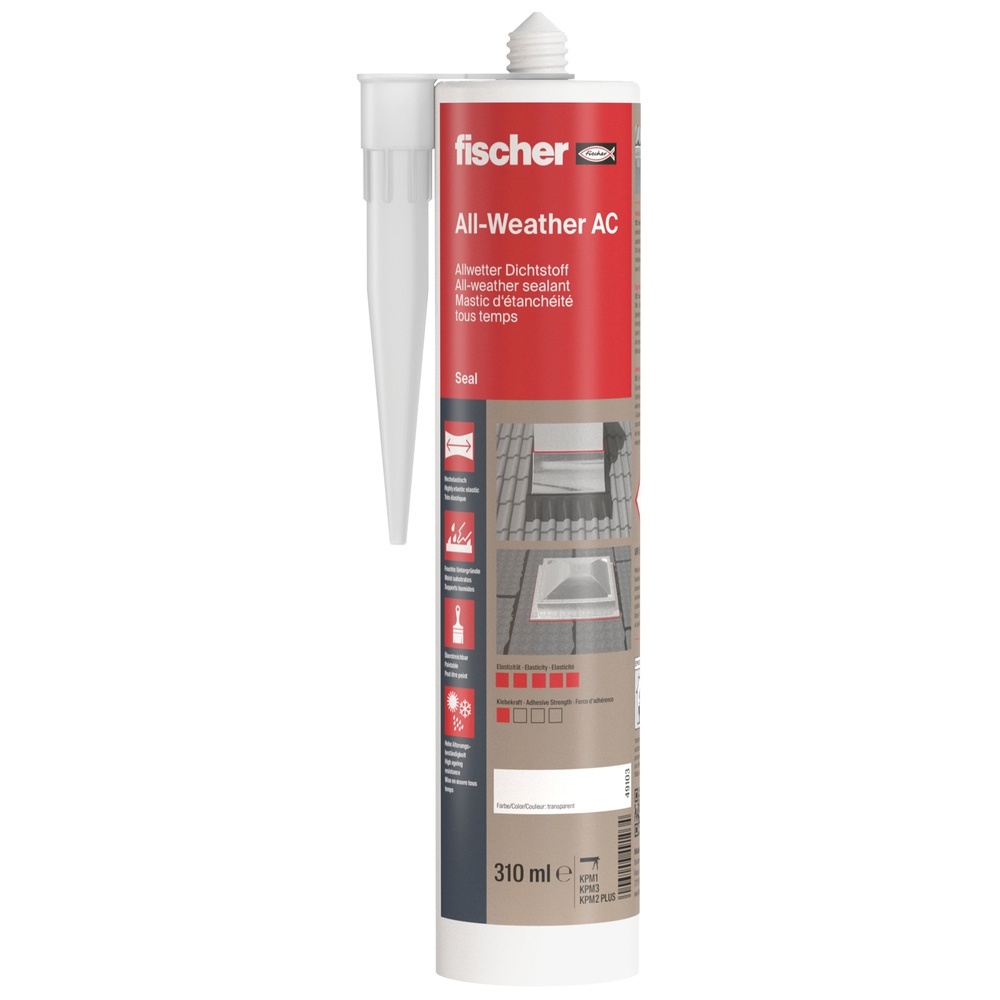 Fischer Allwetterdichtstoff 049103 Typ fischer All-Weather AC transparent 310 ml