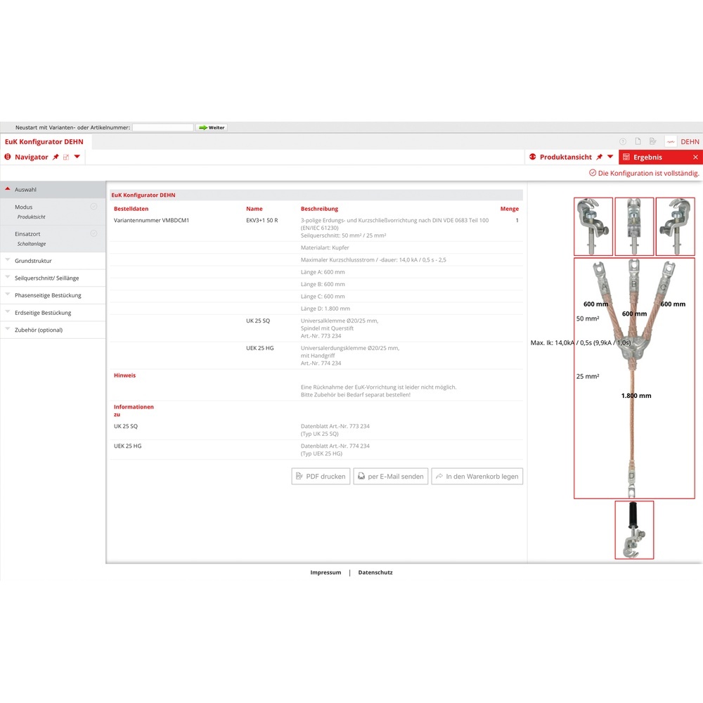 Dehn + Söhne Kurzschließvorrichtung VACNLP8 Typ EKV3+1 120 R VACNLP8