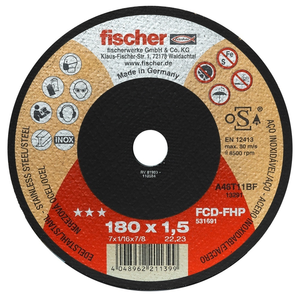 Fischer Trennscheibe 531691 Typ FCD-FHP 180x1,5x22 INOX