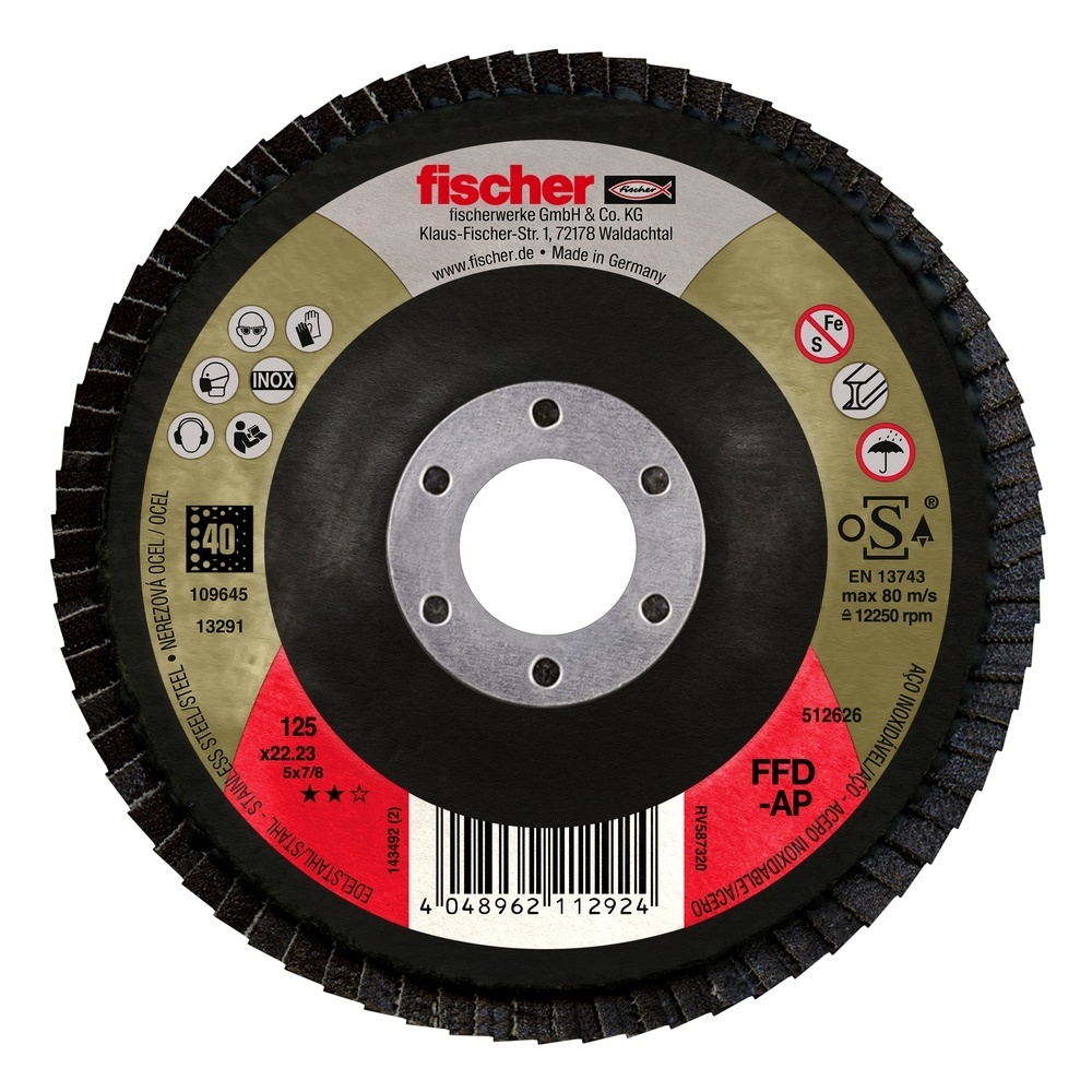 Fischer Fächerschleifscheibe 512528 Typ FFD-AP 125 K80 INOX