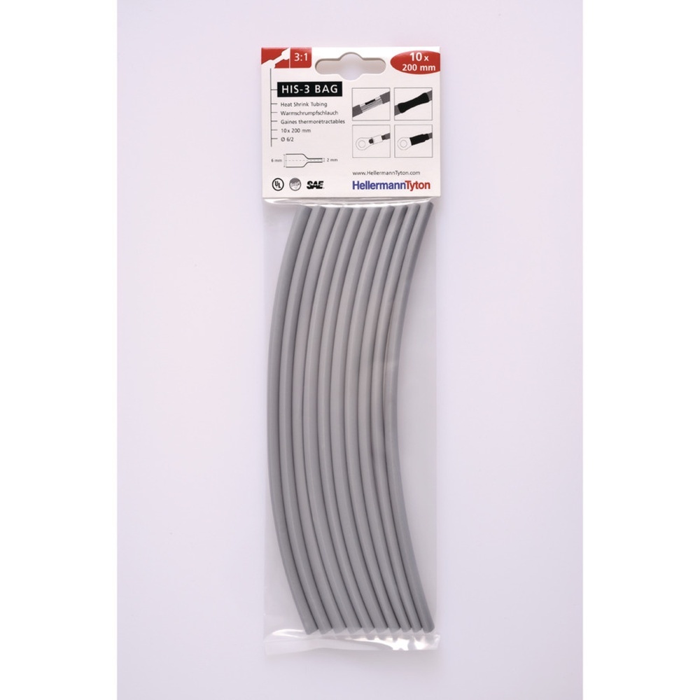 Hellermann Warmschrumpfschlauch 308-30613 Typ HIS-3-BAG-6/2 PO-X GY 10