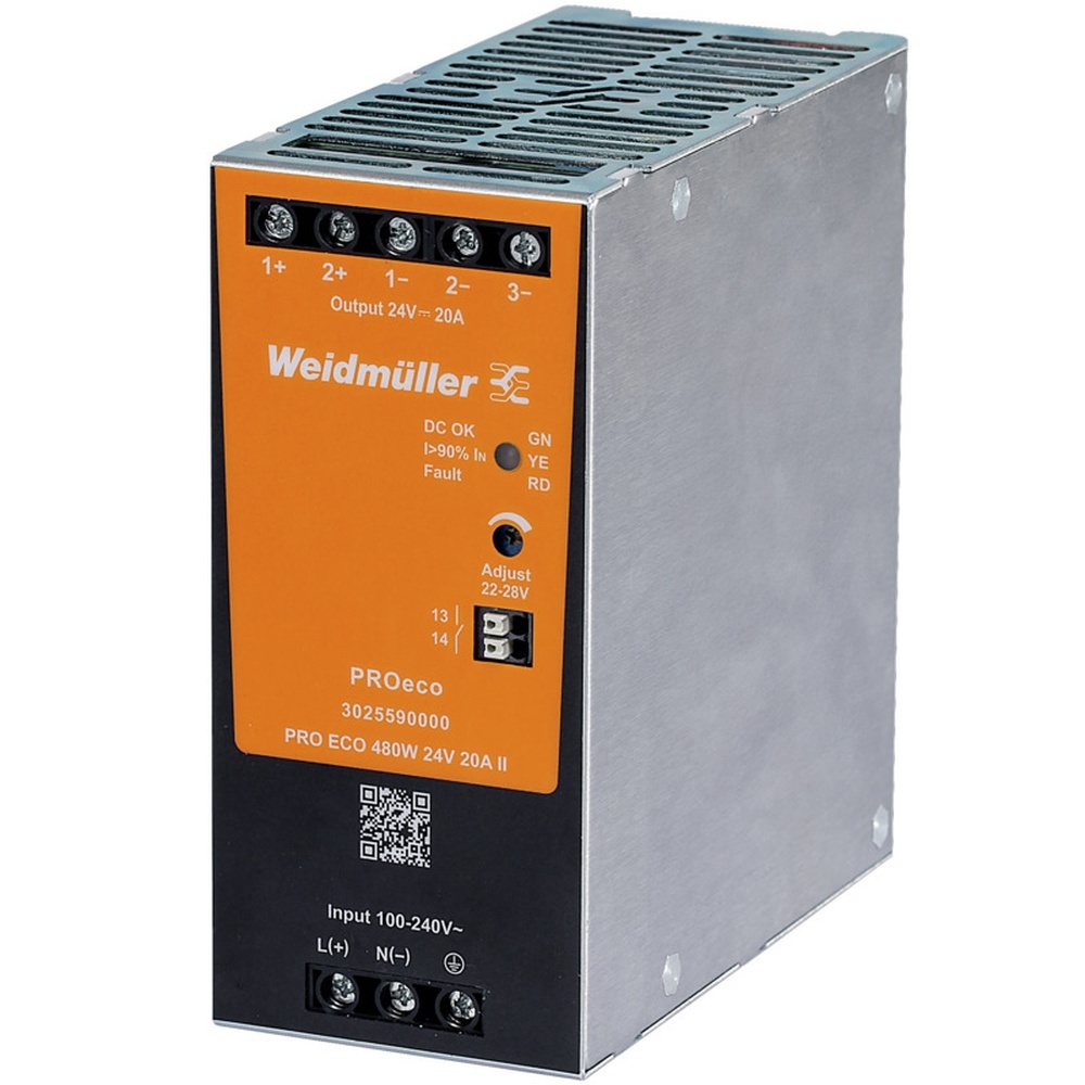 Weidmüller Gleichstromversorgung 3025590000 Typ PRO ECO 480W 24V 20A II Weidmüller Gleichstromversorgung 3025590000 Typ PRO ECO 480W 24V 20A II