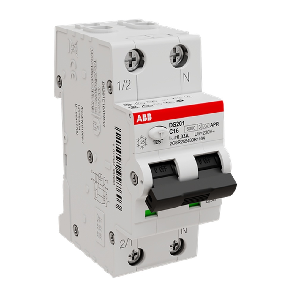 ABB Kombination FI Schalter Leitungsschutzschalter 2CSR255480R1164 Typ DS201A-C16/0,03AP-