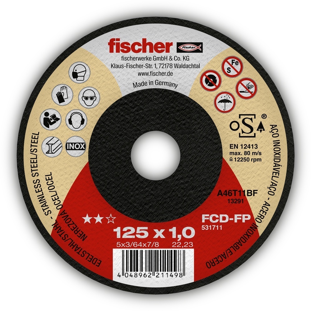 Fischer Trennscheibe 531711 Typ FCD-FP 125x1,0x22,23 INOX
