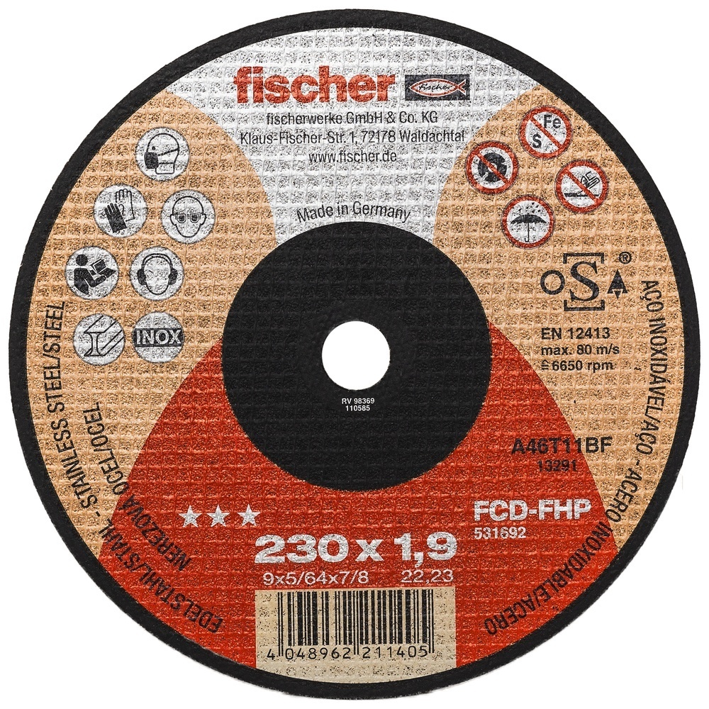 Fischer Trennscheibe 531692 Typ FCD-FHP 230x1,9x22 INOX