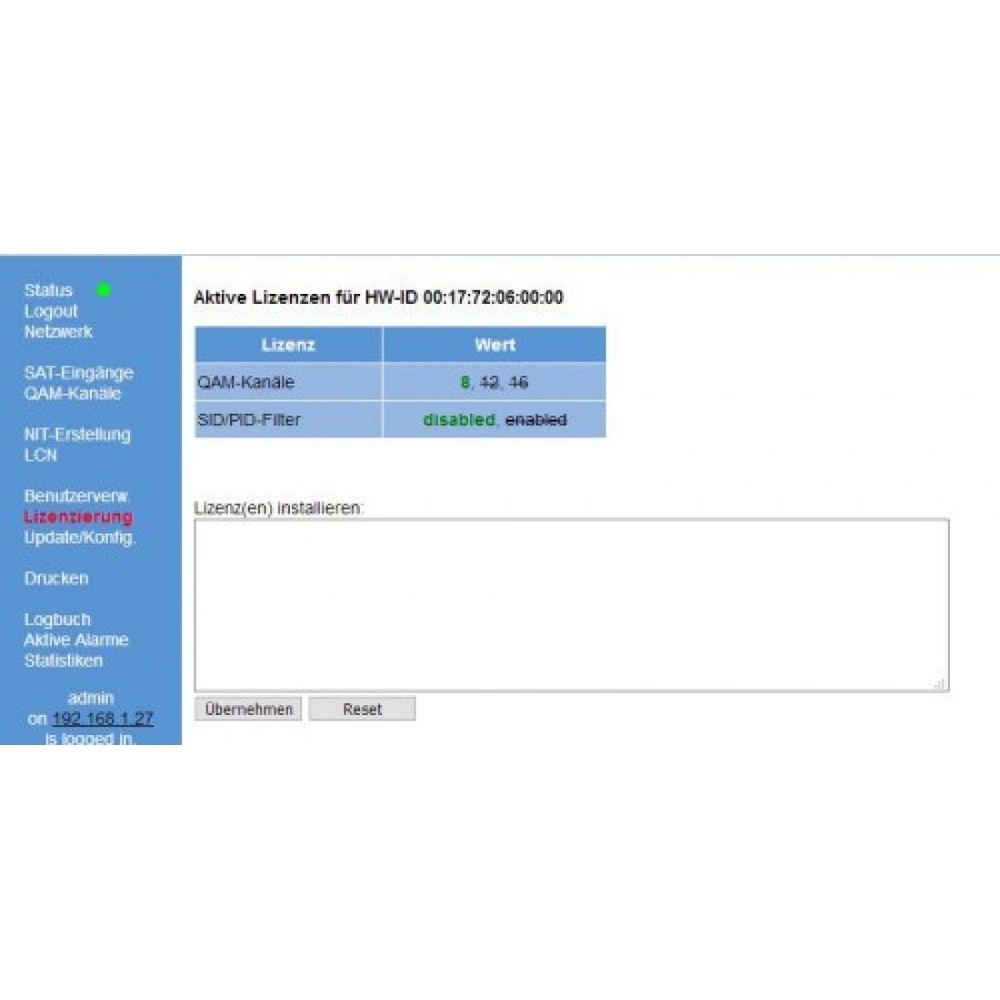 Astro Lizenz 00380976 Typ CI BOX Lizenz MUX