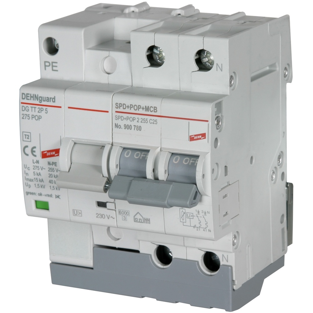 Dehn + Söhne Schutzeinrichtung Leitungsschutzschalter 900780 Typ SPD+POP 2 255 C25