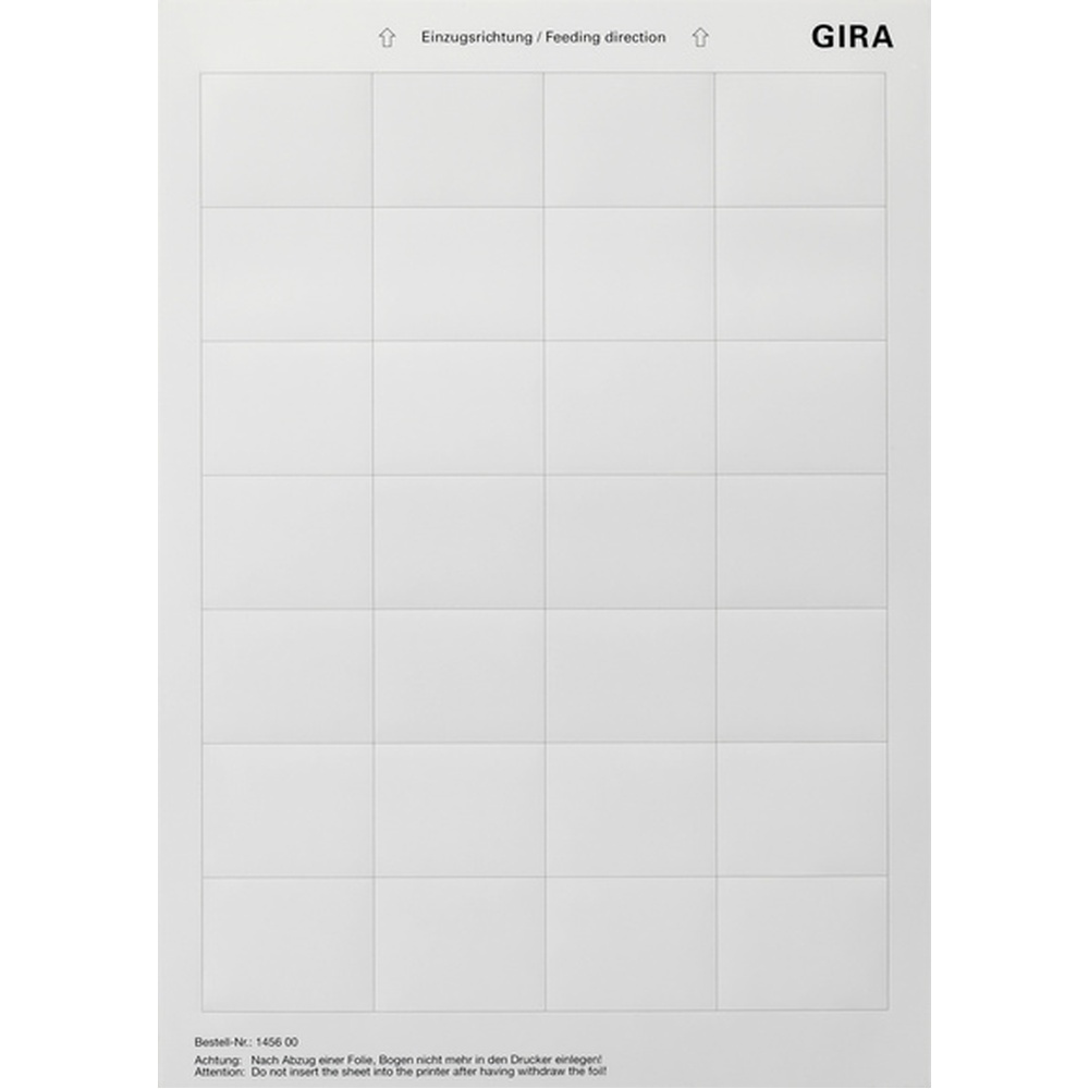 Gira Beschriftungsbögen 145600