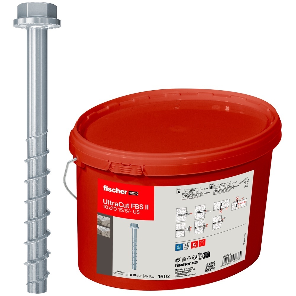Fischer Betonschraube 563926 Typ Betonschraube FBS II 10x70 US Eimer 160