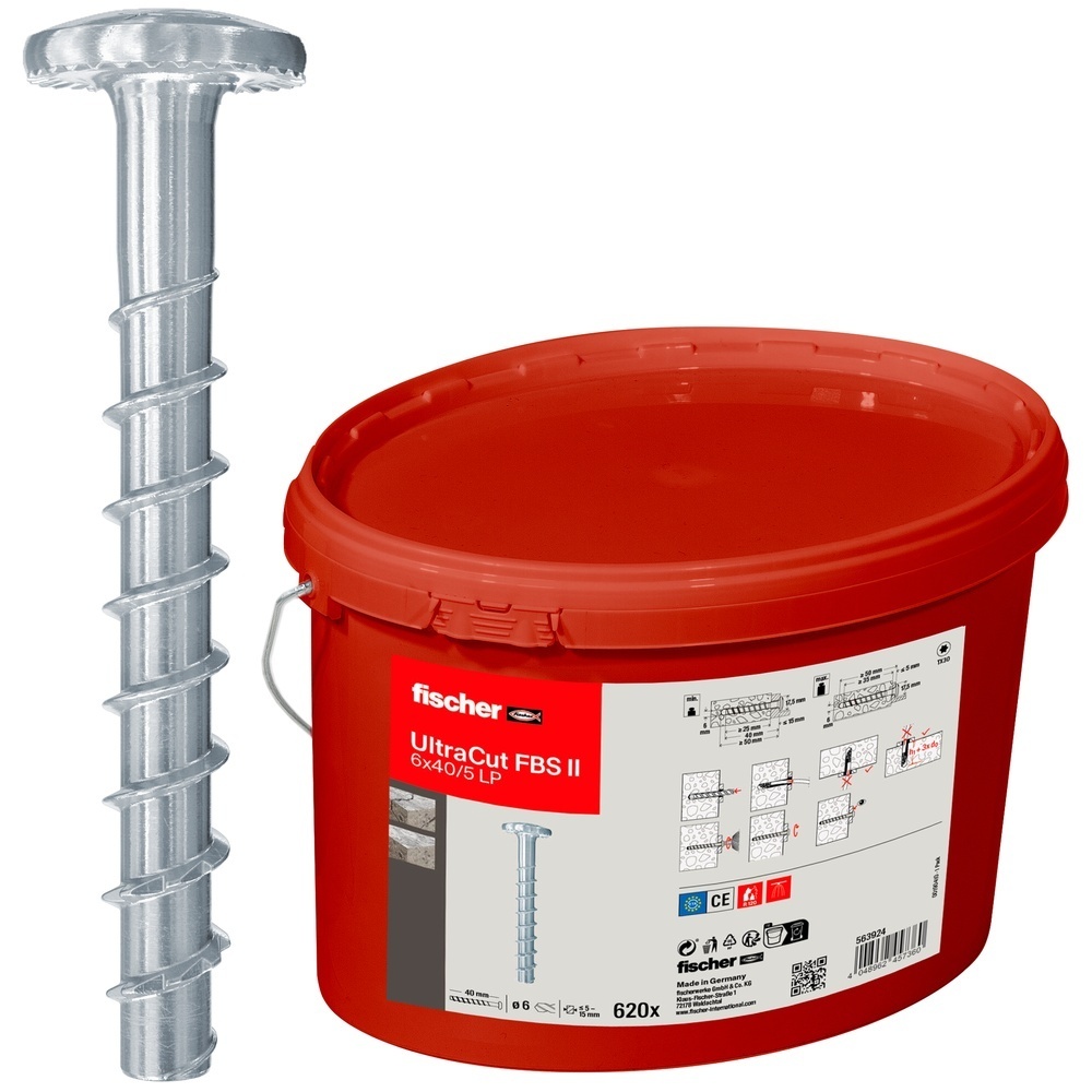 Fischer Baueimer 563924 Typ Betonschraube FBS II 6x40 LP Eimer (620)