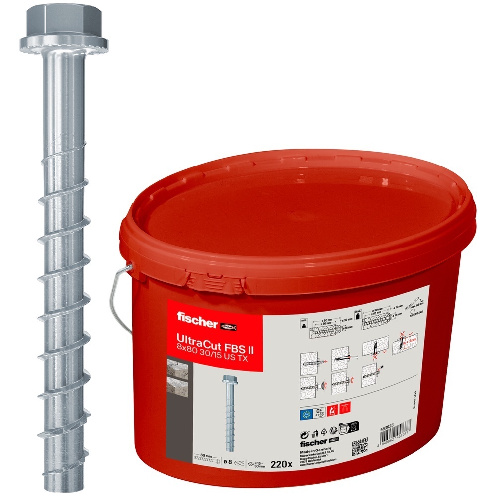 Fischer Baueimer 563925 Typ Betonschraube FBS II 8x80 US TX Eimer220 Fischer Baueimer 563925 Typ Betonschraube FBS II 8x80 US TX Eimer220