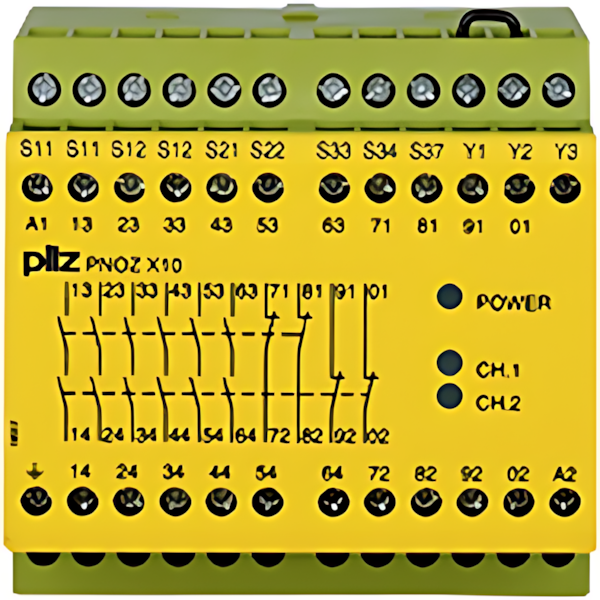 Pilz Sicherheitsschaltgerät 774706 Typ PNOZ X10 230-240VAC 6n/o 4n/c 3LED