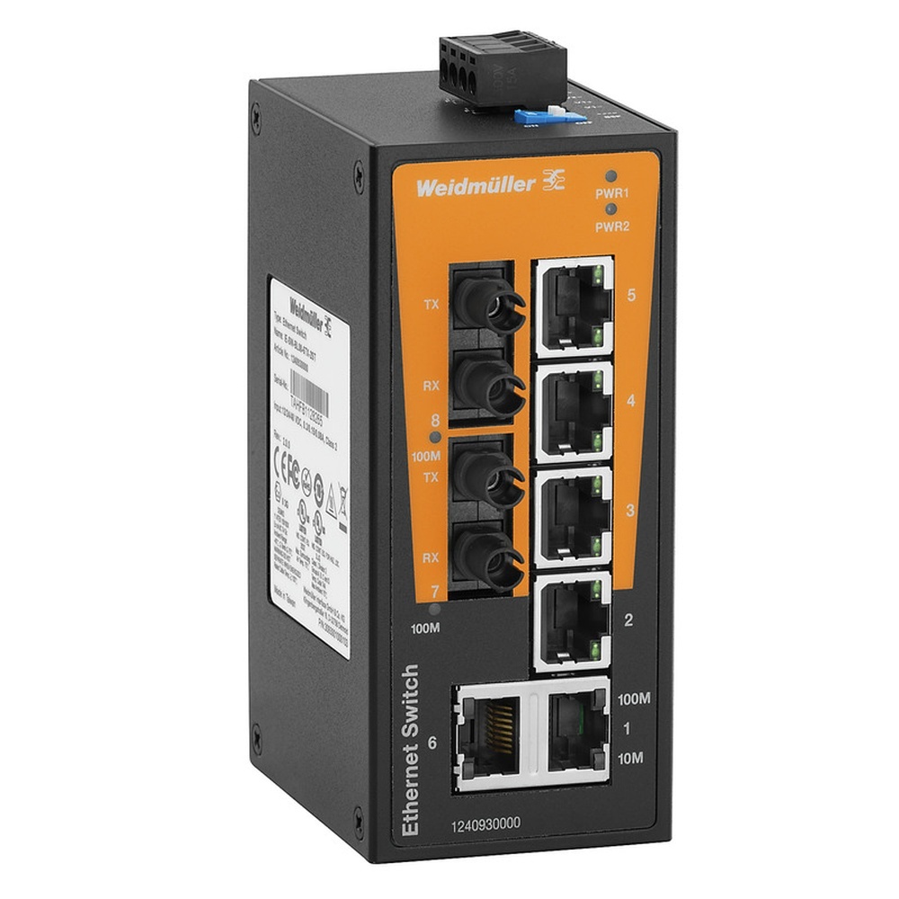 Weidmüller Netzwerk Switch 1240930000 Typ IE-SW-BL08-6TX-2ST