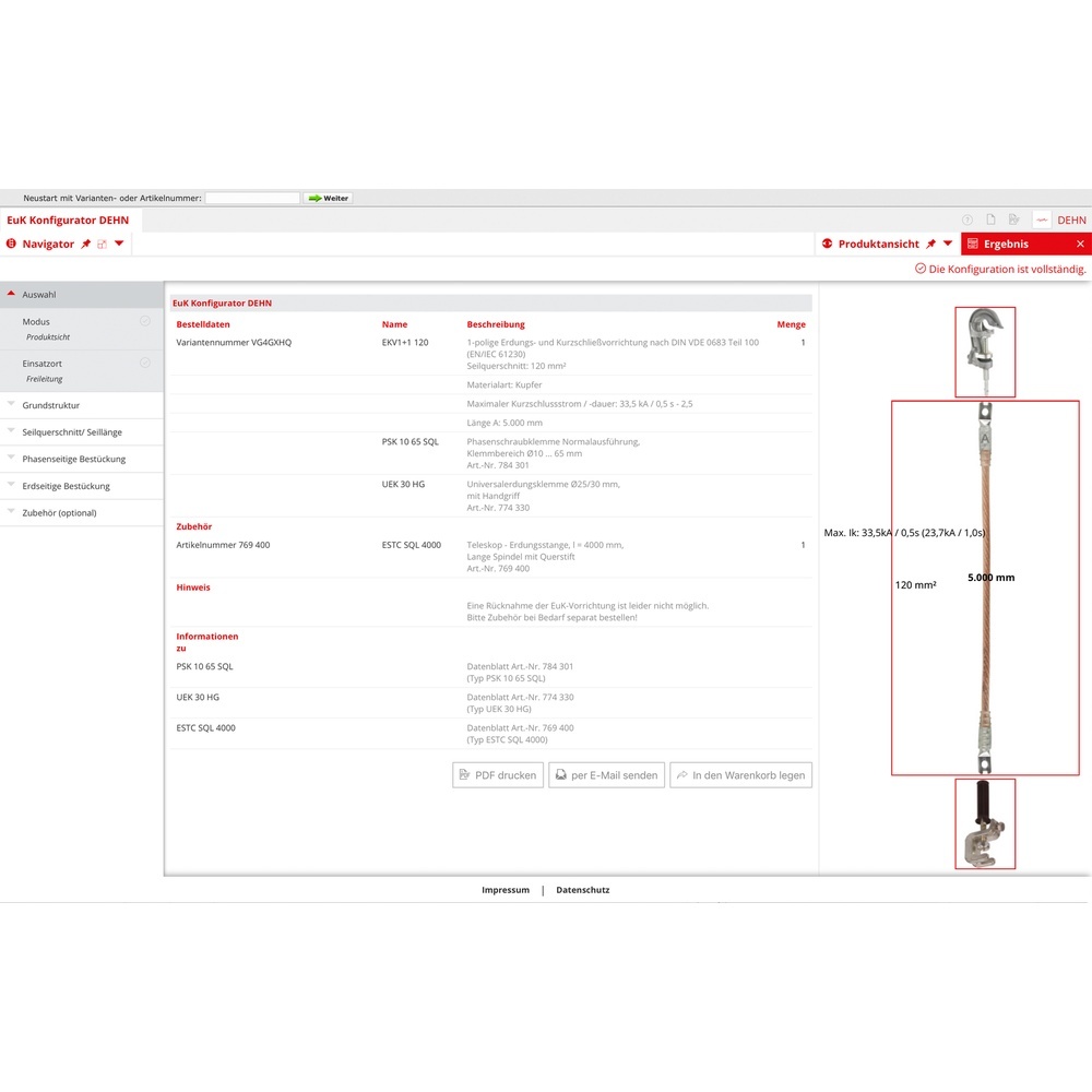 Dehn + Söhne Kurzschließvorrichtung VG4GXHQ Typ EKV1+1 120 VG4GXHQ