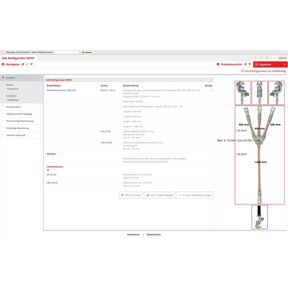 Dehn + Söhne Kurzschließvorrichtung VKZLVU3 Typ EKV3+1 120 G VKZLVU3