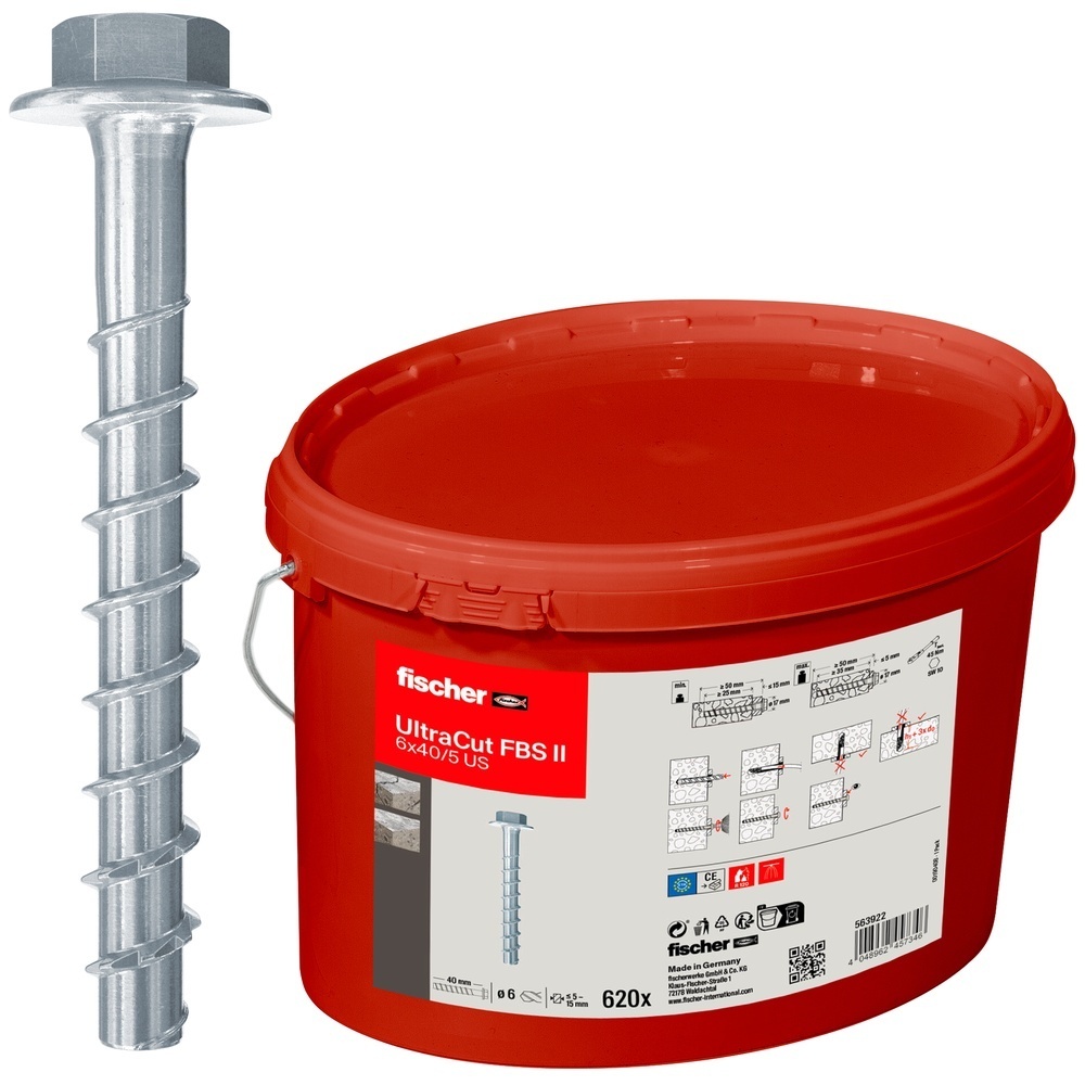 Fischer Betonschraube 563922 Typ Betonschraube FBS II 6x40 US Eimer (620)