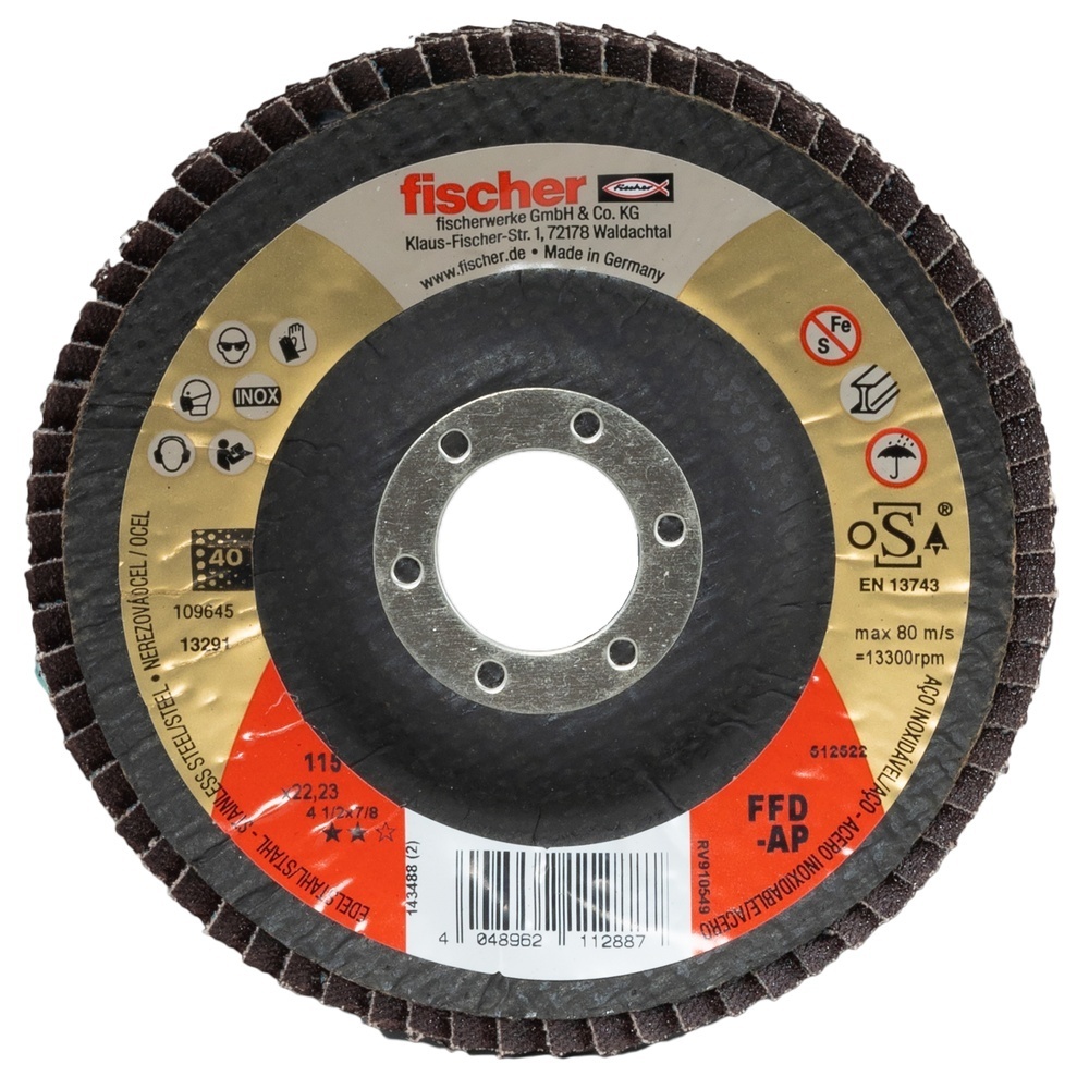 Fischer Fächerschleifscheibe 512522 Typ FFD-AP 115 K40 INOX