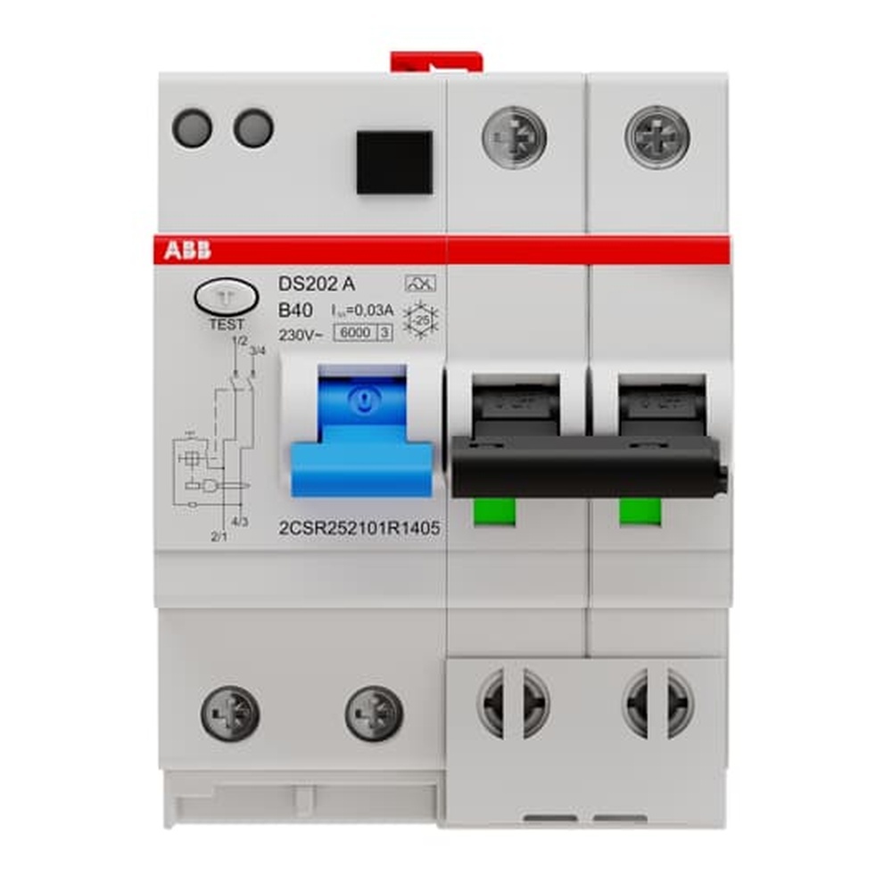 ABB Verteilerbaugruppe mit Kombi FI Schalter Leitungsschutzsch 2CSR252101R1405 Typ DS202A-B40/0,03