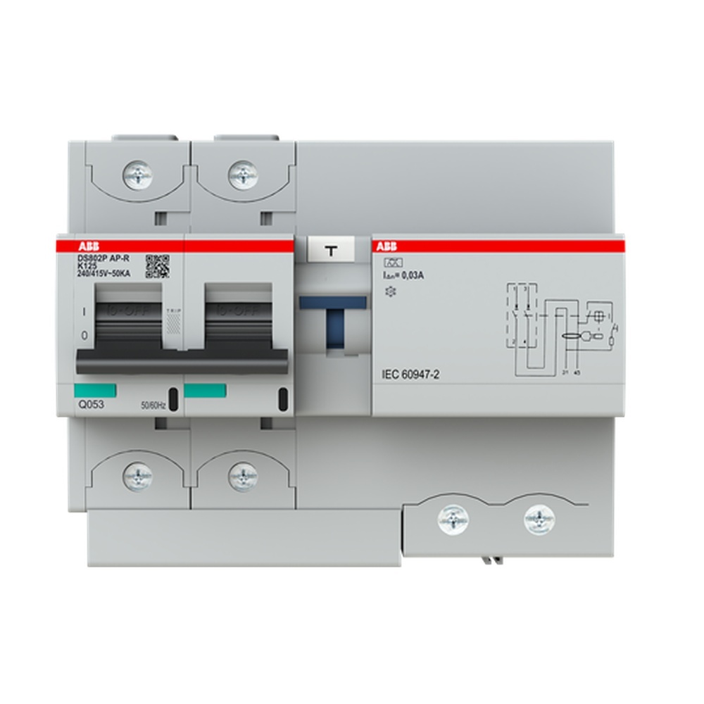 ABB Verteilerbaugruppe mit Kombi FI Schalter Leitungsschutzsch 2CCG001341R0001 Typ DS802P-K125/0.03A