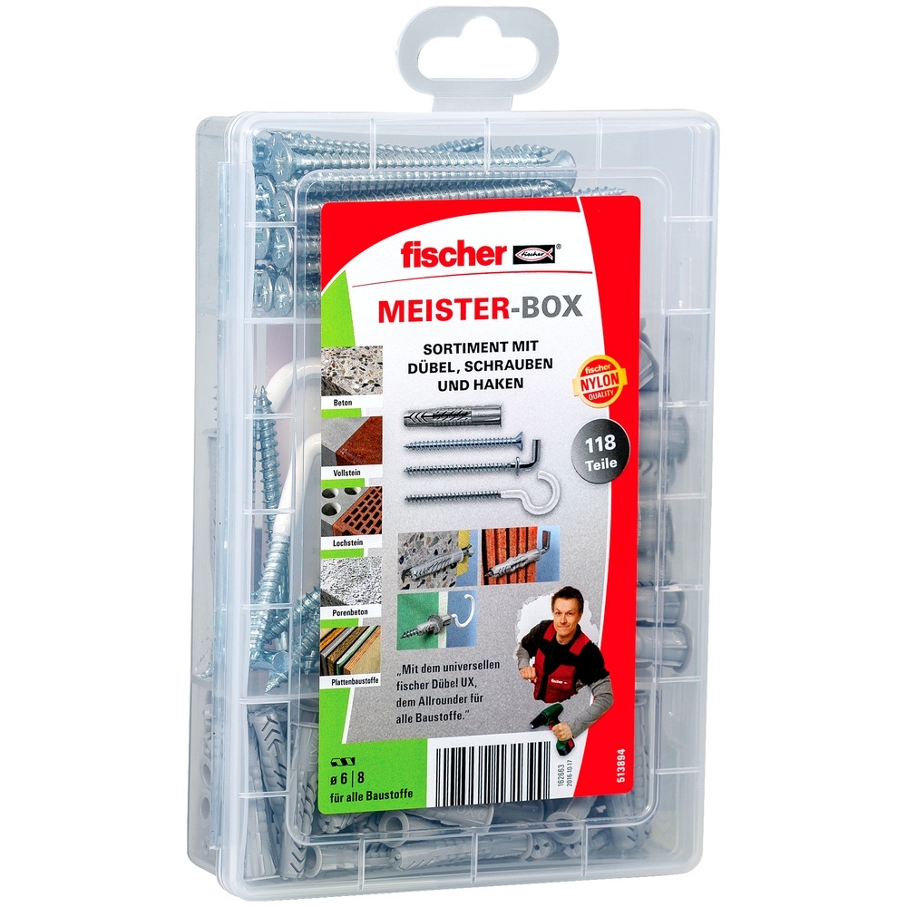 Fischer Meisterbox 513894 Typ Meister-Box UX + Schrauben + Haken