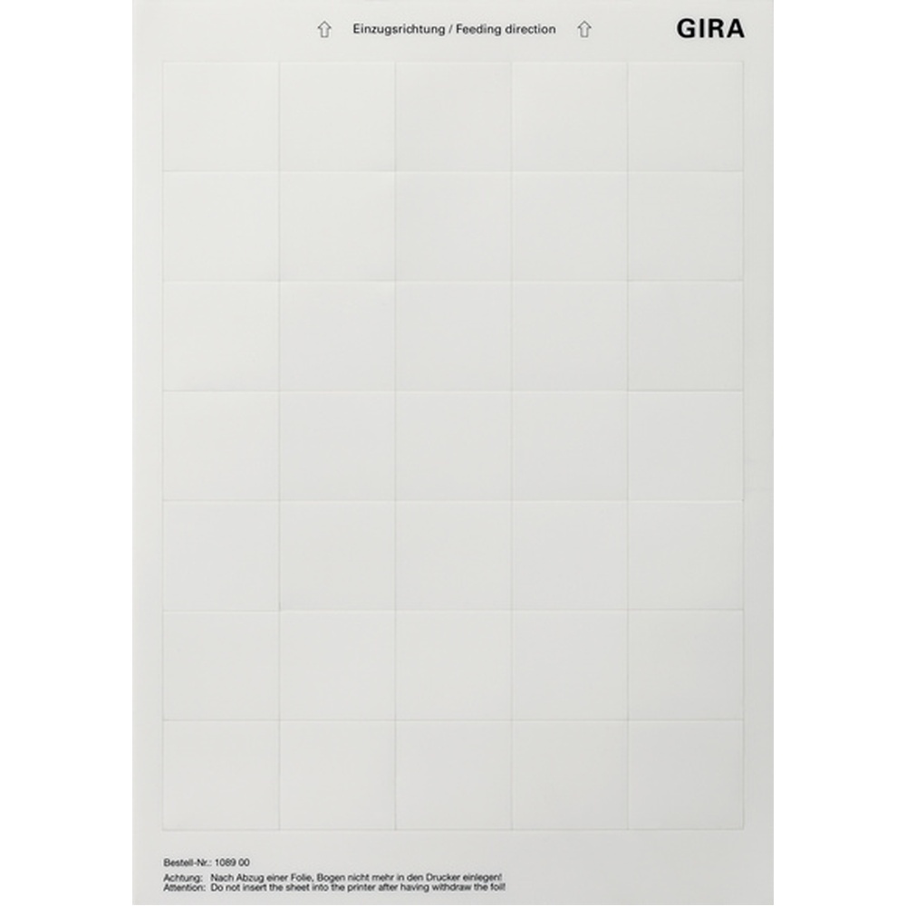 Gira Beschriftungsbogen 108900