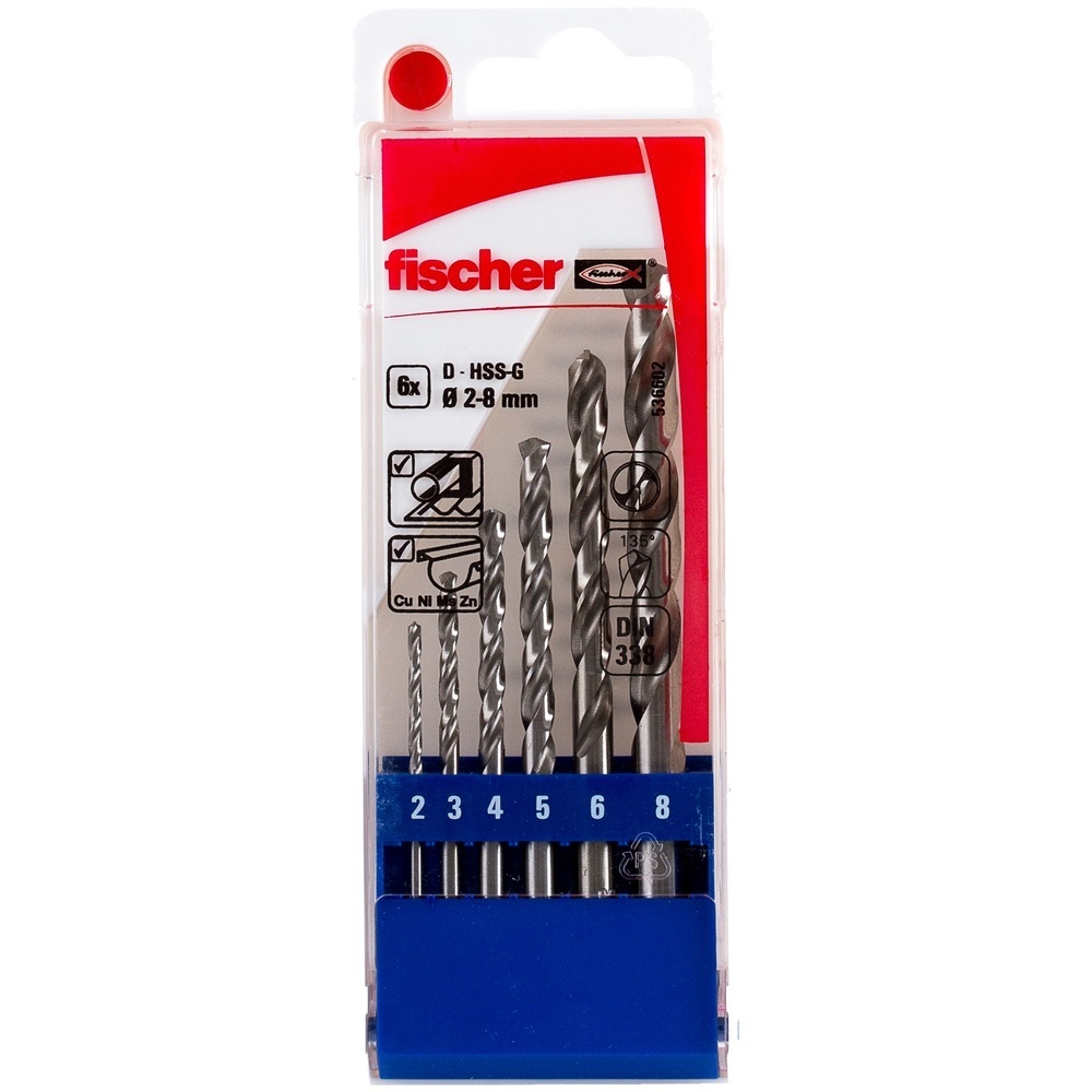 Fischer Spiralbohrer 536602 Typ HSS-G Set 2-8mm 6pcs P Fischer Spiralbohrer 536602 Typ HSS-G Set 2-8mm 6pcs P
