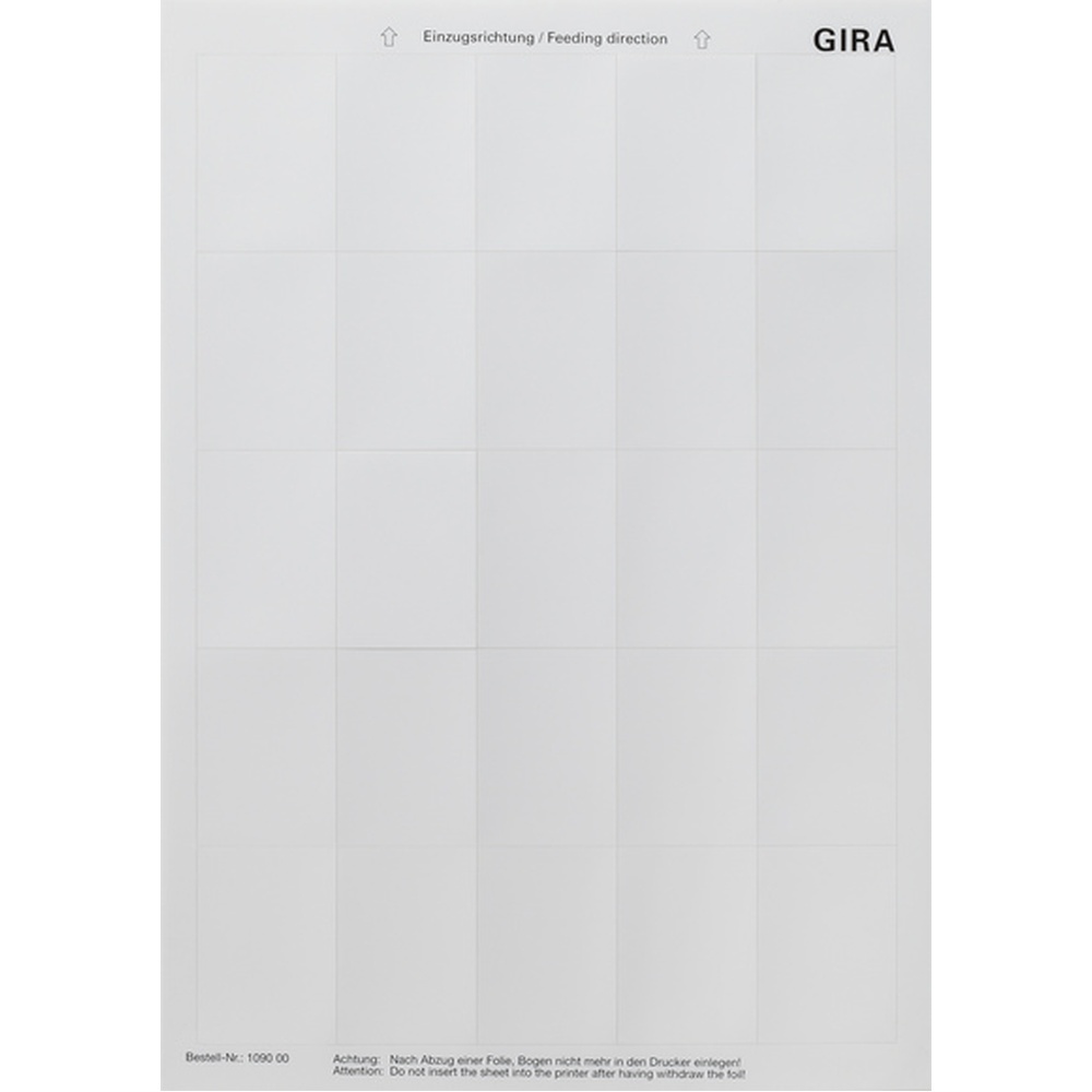 Gira Beschriftungsbogen 109000