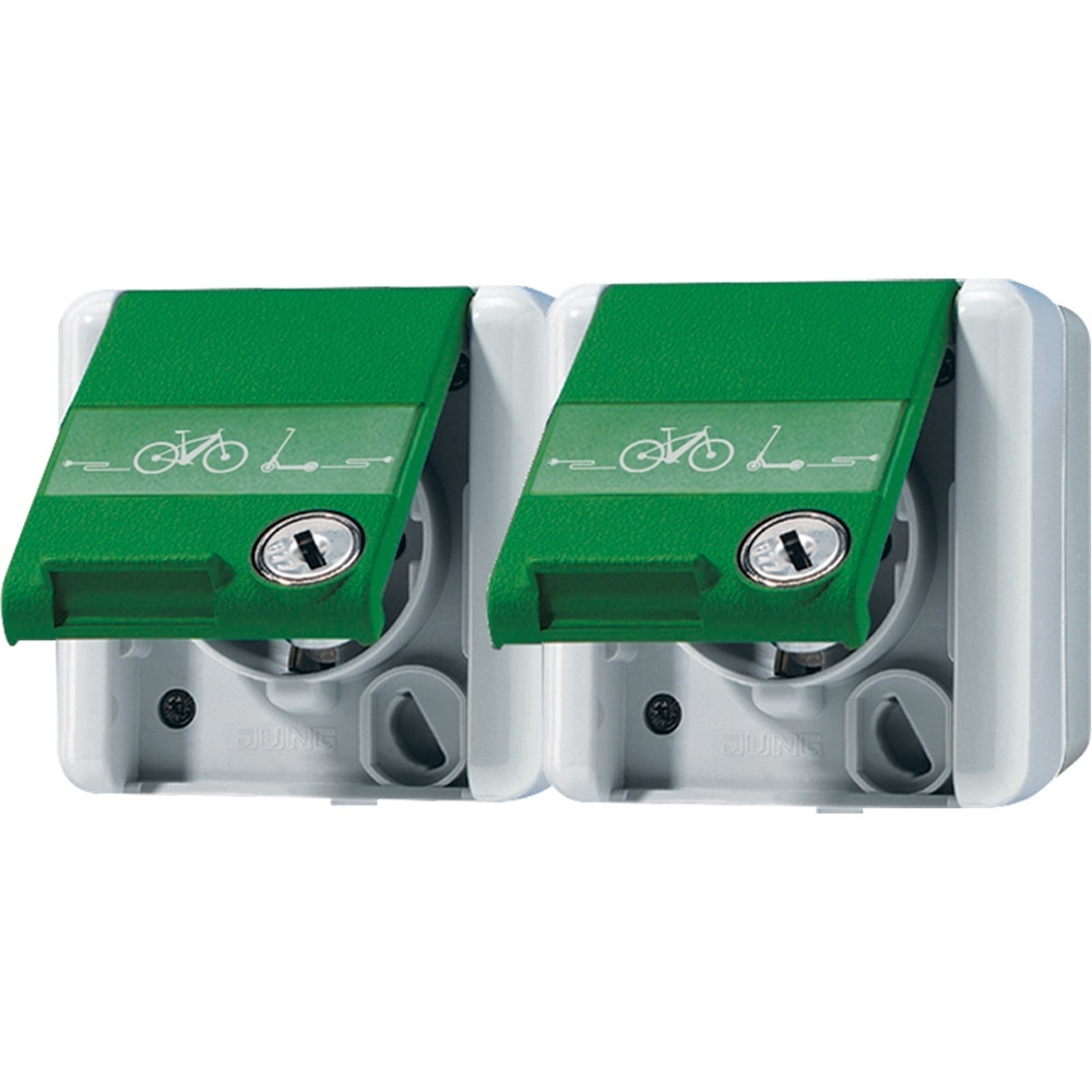 Jung SCHUKO® Steckdose 2fach 8220GNNAWSLEB Jung SCHUKO® Steckdose 2fach 8220GNNAWSLEB